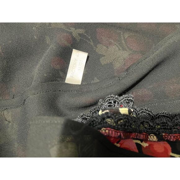 VTG maxi dress Y2K lace sherries empire waist asymmetric hem babydoll women S - Picture 8 of 10